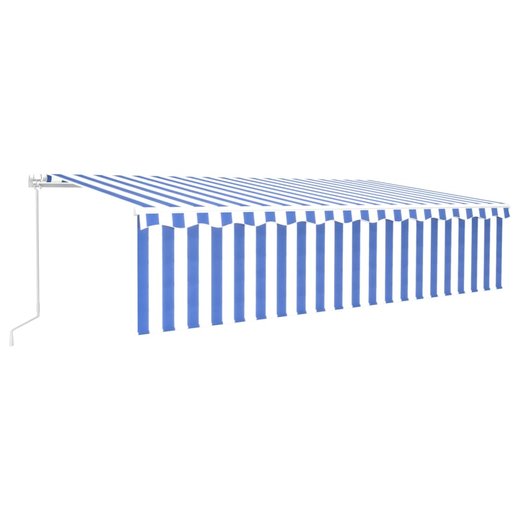 Gelenkarmmarkise Einziehbar mit Jalousie LED 6x3 m Blau & Wei