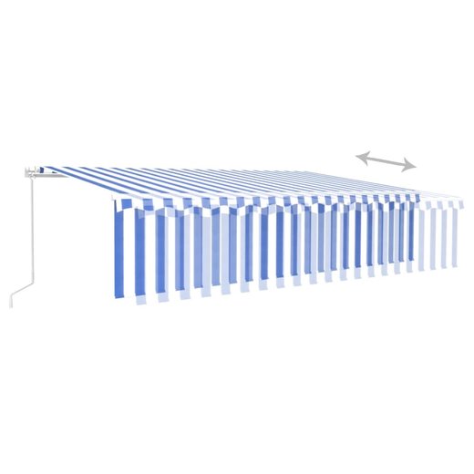 Gelenkarmmarkise Einziehbar mit Jalousie LED 6x3 m Blau & Wei