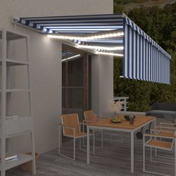 Gelenkarmmarkise Einziehbar mit Jalousie LED 6x3 m Blau &...