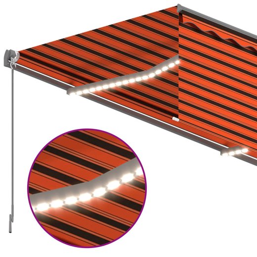 Gelenkarmmarkise Einziehbar Jalousie LED 3x2,5 m Orange Braun
