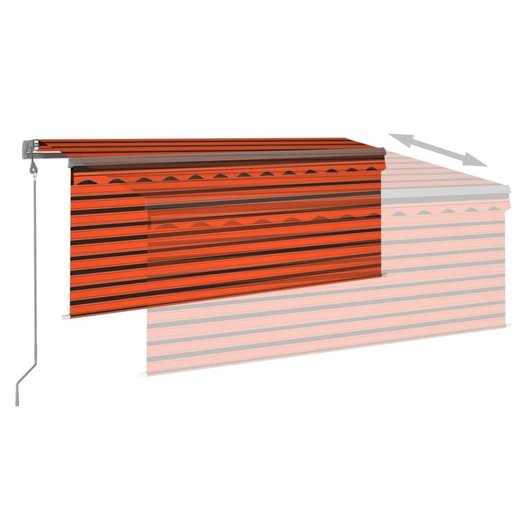 Markise Automatisch Jalousie LED Windsensor 3x2,5m Orange Braun