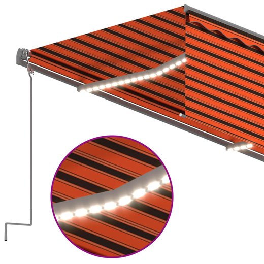 Markise Automatisch Jalousie LED Windsensor 3x2,5m Orange Braun