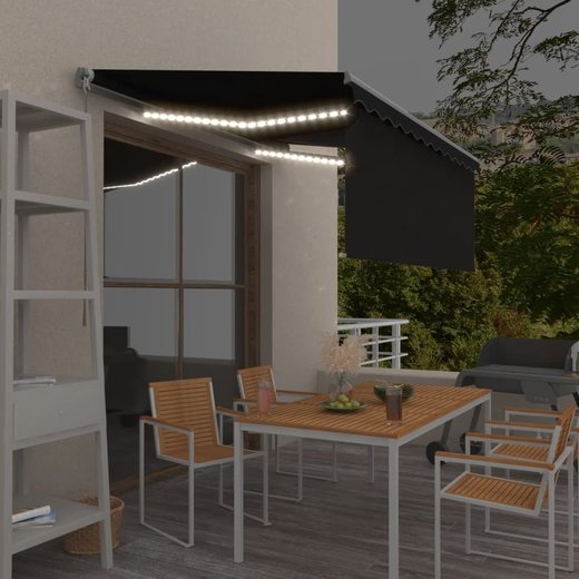 Gelenkarmmarkise Einziehbar mit Jalousie LED 3,5x2,5m Anthrazit