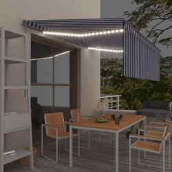 Gelenkarmmarkise Einziehbar mit Jalousie LED 4x3m Blau...