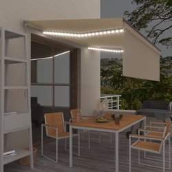 Gelenkarmmarkise Einziehbar mit Jalousie & LED 4x3 m Creme