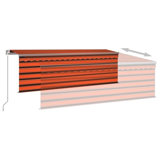 Gelenkarmmarkise Einziehbar mit Jalousie LED 4x3 m Orange Braun