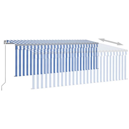 Gelenkarmmarkise Einziehbar mit Jalousie 4,5x3 m Blau und Wei