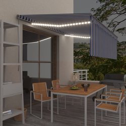 Gelenkarmmarkise Einziehbar mit Jalousie LED 4,5x3m Blau...