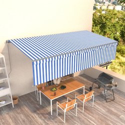 Gelenkarmmarkise Einziehbar mit Jalousie 6x3 m Blau und Wei