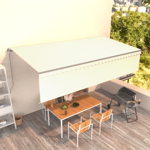 Gelenkarmmarkise Einziehbar mit Jalousie 6x3 m Creme