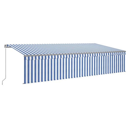 Gelenkarmmarkise Einziehbar mit Jalousie LED 6x3 m Blau & Wei