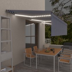Gelenkarmmarkise Einziehbar mit Jalousie LED 6x3 m Blau &...