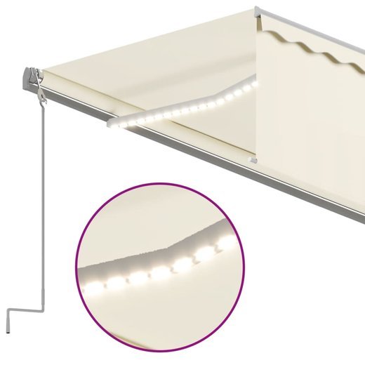 Gelenkarmmarkise Einziehbar mit Jalousie & LED 6x3 m Creme
