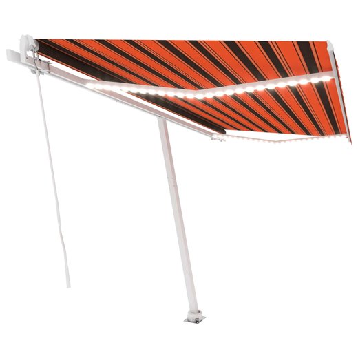 Gelenkarmmarkise Einziehbar mit LED 450x300 cm Orange und Braun