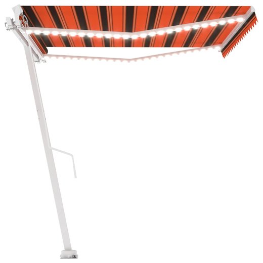 Gelenkarmmarkise Einziehbar mit LED 450x300 cm Orange und Braun