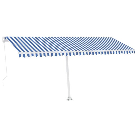 Gelenkarmmarkise Einziehbar mit LED 500x300 cm Blau und Wei