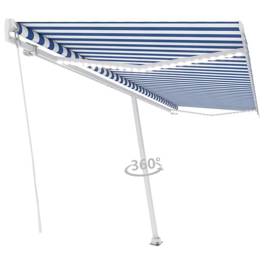 Gelenkarmmarkise Einziehbar mit LED 500x300 cm Blau und Wei