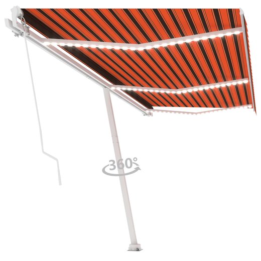 Gelenkarmmarkise Einziehbar mit LED 600x300 cm Orange und Braun