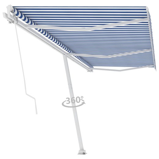 Standmarkise Einziehbar Handbetrieben 600x350 cm Blau/Wei
