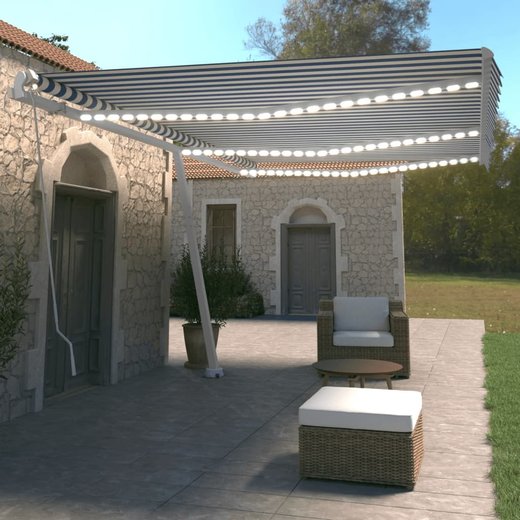 Gelenkarmmarkise Einziehbar mit LED 600x350 cm Blau und Wei