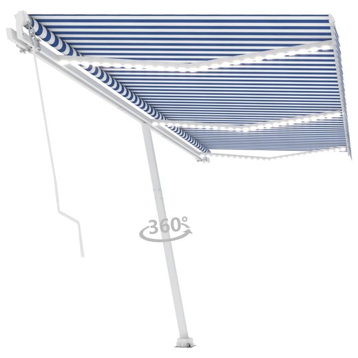 Gelenkarmmarkise Einziehbar mit LED 600x350 cm Blau und Wei
