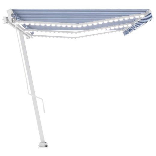 Gelenkarmmarkise Einziehbar mit LED 600x350 cm Blau und Wei