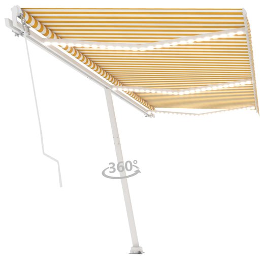 Gelenkarmmarkise Einziehbar mit LED 600x350 cm Gelb und Wei