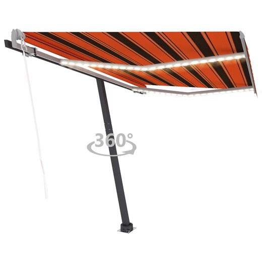 Automatische Markise mit LED Windsensor 350x250 cm Orange/Braun