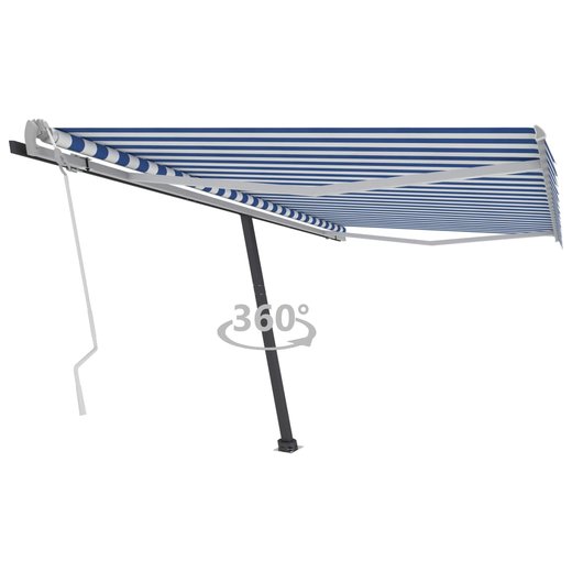 Standmarkise Einziehbar Handbetrieben 450x300 cm Blau/Wei