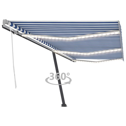 Gelenkarmmarkise Einziehbar mit LED 600x300 cm Blau und Wei