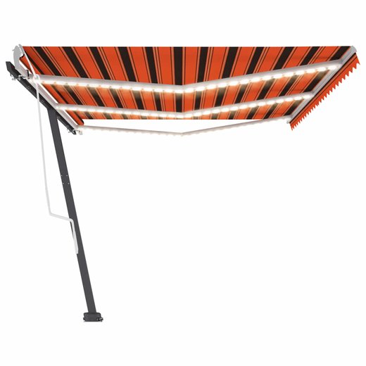 Gelenkarmmarkise Einziehbar mit LED 600x300 cm Orange und Braun