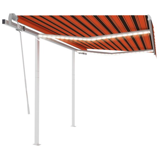 Gelenkarmmarkise Einziehbar mit LED 3x2,5 m Orange Braun