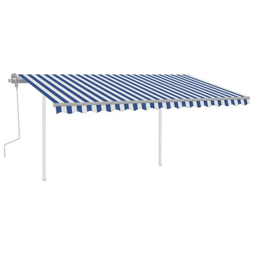 Gelenkarmmarkise Einziehbar mit LED 4,5x3 m Blau und Wei