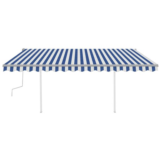 Gelenkarmmarkise Einziehbar mit LED 4,5x3 m Blau und Wei