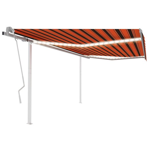 Gelenkarmmarkise Einziehbar mit LED 4,5x3 m Orange und Braun