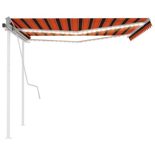 Gelenkarmmarkise Einziehbar mit LED 4,5x3 m Orange und Braun