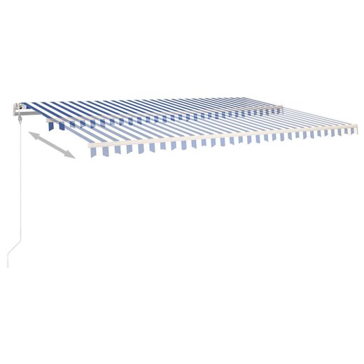 Gelenkarmmarkise Einziehbar mit LED 5x3 m Blau und Wei