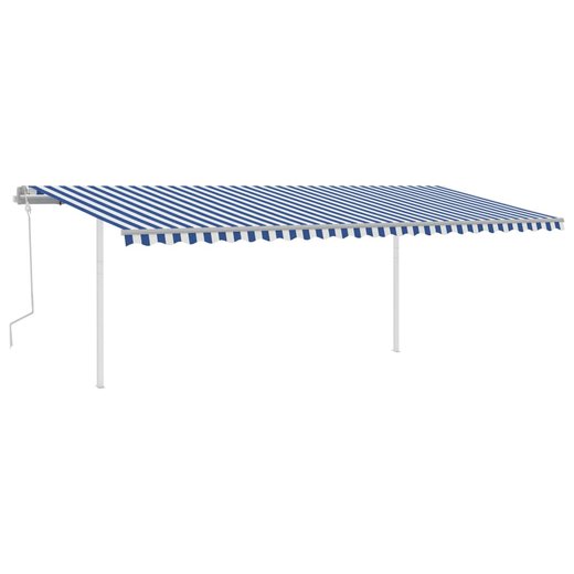 Gelenkarmmarkise Einziehbar mit Pfosten 6x3 m Blau und Wei