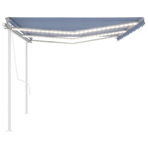 Gelenkarmmarkise Einziehbar mit LED 6x3 m Blau und Wei