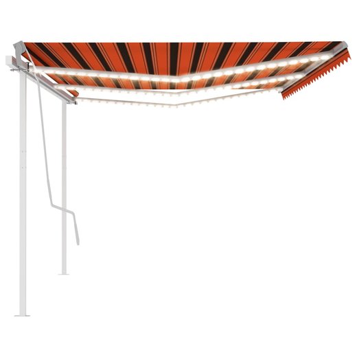 Gelenkarmmarkise Einziehbar mit LED 6x3 m Orange und Braun
