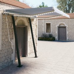 Gelenkarmmarkise Einziehbar mit LED 3,5x2,5 m Blau und Wei