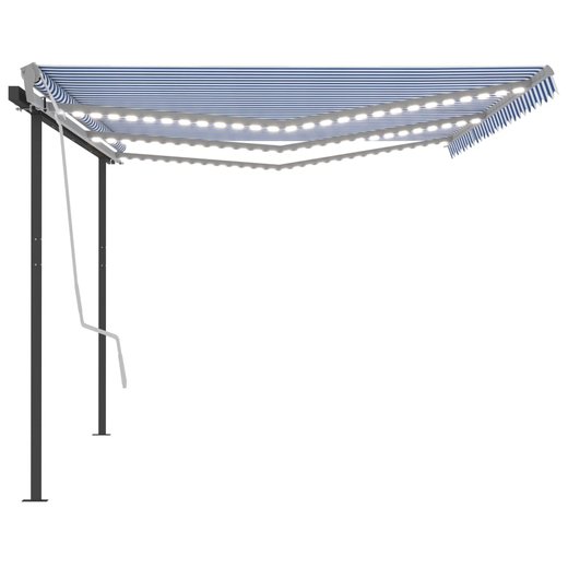 Gelenkarmmarkise Einziehbar mit LED 6x3 m Blau & Wei