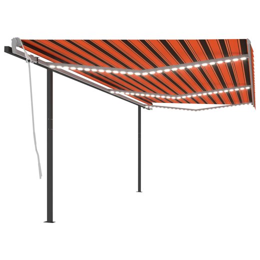 Gelenkarmmarkise Einziehbar mit LED 6x3 m Orange & Braun
