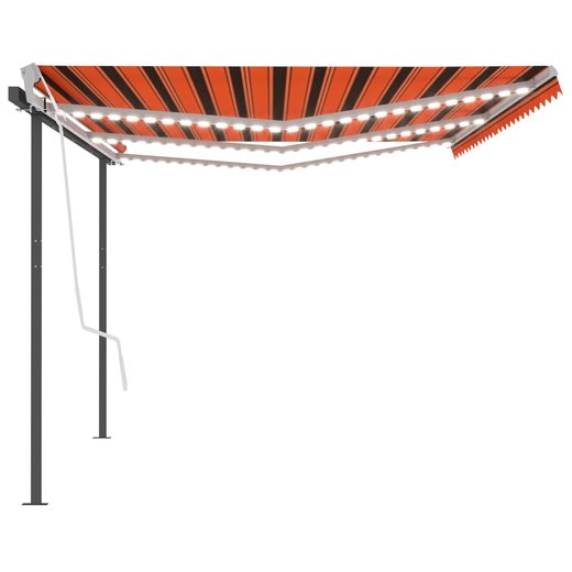 Gelenkarmmarkise Einziehbar mit LED 6x3 m Orange & Braun