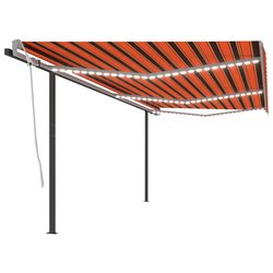 Gelenkarmmarkise Einziehbar mit LED 6x3 m Orange & Braun