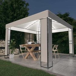 Pavillon mit Doppeldach & LED-Lichterkette 3x3 m Wei