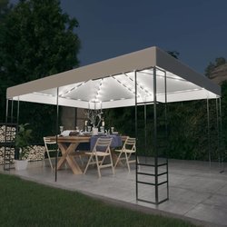 Pavillon mit LED-Lichterkette 4x3x2,7 m Wei
