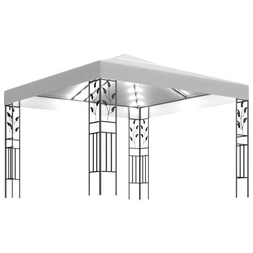 Pavillon mit LED-Lichterkette 3x3 m Wei