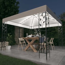 Pavillon mit LED-Lichterkette 3x3 m Wei
