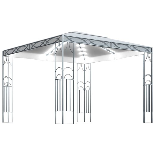 Pavillon mit LED-Lichterkette 300x300 cm Cremewei
